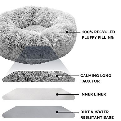 Furhaven Round Calming Faux Fur Donut Dog Bed