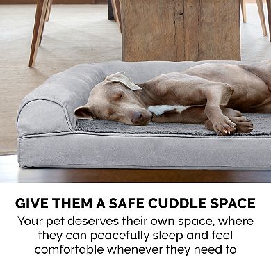 Furhaven Orthopedic Plush Suede Sofa Dog Bed