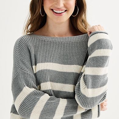 Juniors' SO® Long Sleeve Boat Neck Pullover Sweater