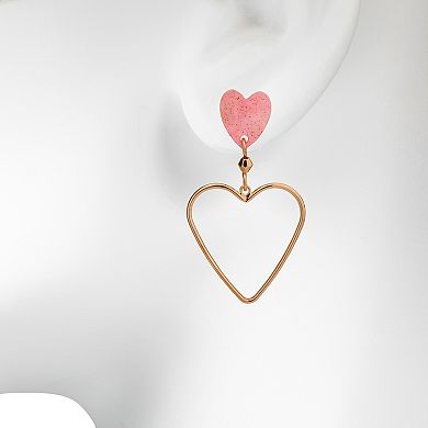 LC Lauren Conrad Gold Tone Double Heart Drop Earrings