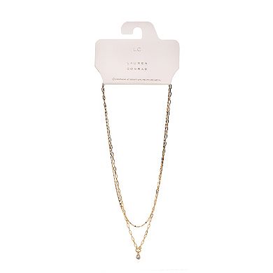 LC Lauren Conrad Gold Tone 2 Row Chain Necklace