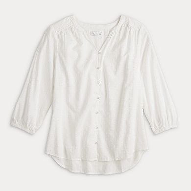Women's Croft & Barrow® 3/4 Sleeve Dobby Shirt