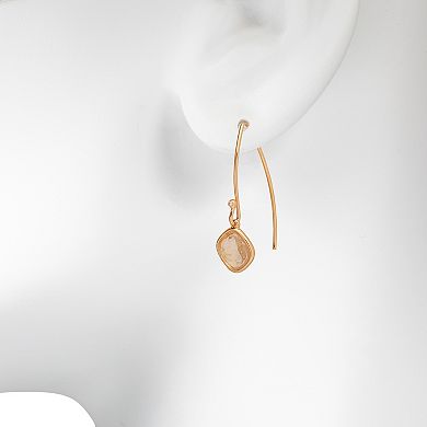 LC Lauren Conrad Gold Tone Simulated Crystal Nickel Free Drop Earrings