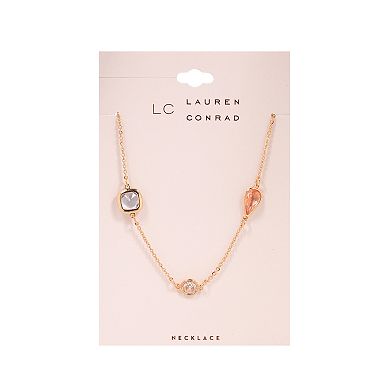 LC Lauren Conrad Gold Tone Multi-Color Geo Shape Chain Necklace