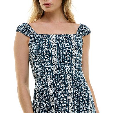 Juniors' Lily Rose Elastic Strap Dress With Lace-Up Back