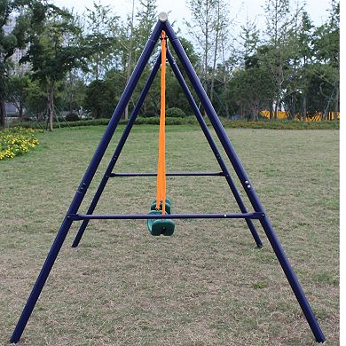 F.c Design Two Station Swing Set For Children - Durable Outdoor Play Equipment W/ Adjustable Height