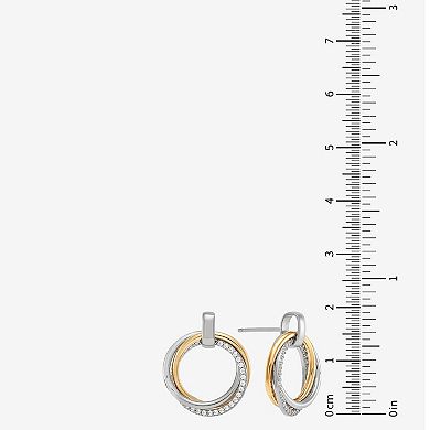 Sterling Silver & 10k Gold Two-Tone Cubic Zirconia Open Circles Drop Earrings