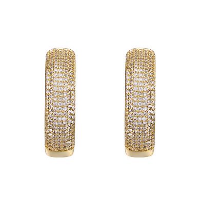 Gold Tone Cubic Zirconia Pave Hoop Earrings