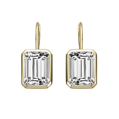 Cubic Zirconia Baguette Drop Wire Back Earrings