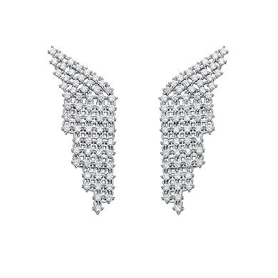 Sterling Silver Cubic Zirconia Angel Wing Waterfall Earrings