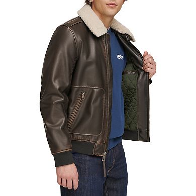 Men's Levi's® Faux Leather Sherpa Collar Aviator Bomber Jacket