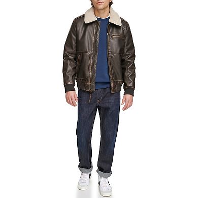 Men's Levi's® Faux Leather Sherpa Collar Aviator Bomber Jacket