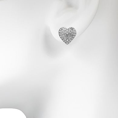 Emberly Silver Tone Heart Stone Stud Earrings