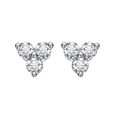 Stella Valentino Sterling Silver Lab-Created Moissanite Triple Cluster Stud Earrings