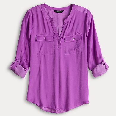 Women's Simply Vera Vera Wang Roll-Tab Popover Blouse