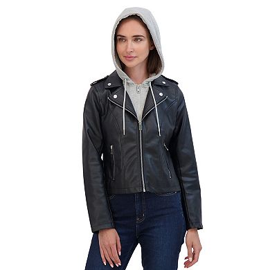 Women's Sebby Faux Leather Hooded Moto Jacket