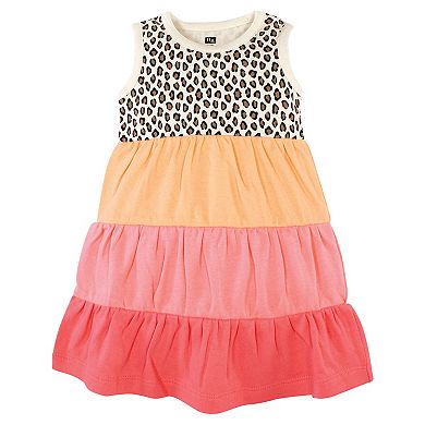 Hudson Baby Infant And Toddler Girl Cotton Dresses, Leopard Coral Mint