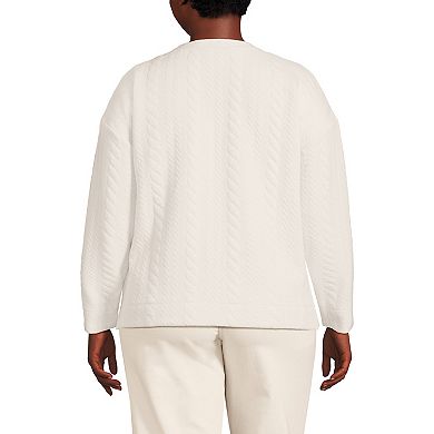 Plus Size Lands' End Quilted Cable Sweatshirt