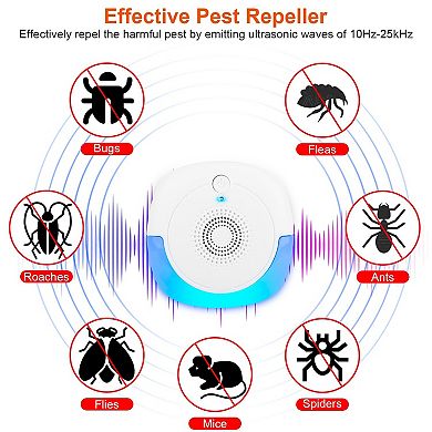 White, Ultrasonic Pest Repellers Set Of 6