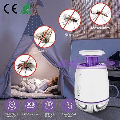 Plug-in Mosquito Zapper - White - Max 1076 Sq.ft Range Electric Fly Zapper With 3 Modes