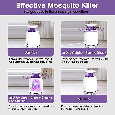 Plug-in Mosquito Zapper - White - Max 1076 Sq.ft Range Electric Fly Zapper With 3 Modes