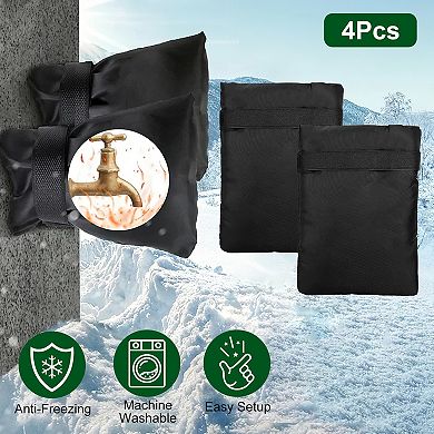 Black, Outdoor Faucet Covers Winter Freeze Protection Set Of 4