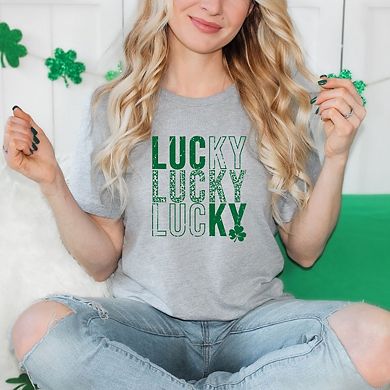 Lucky Stacked Distressed Short Sleeve Graphic Tee