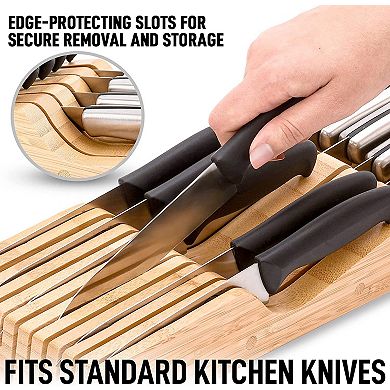 Zulay Kitchen Edge Protecting Knife Organizer Block Holds Up To 11 Knives