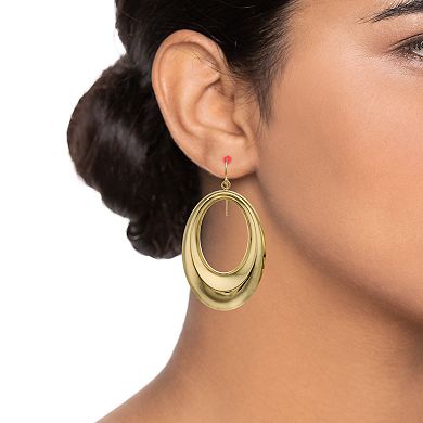 14k Gold Vermeil Open Work Oval Drop Earrings