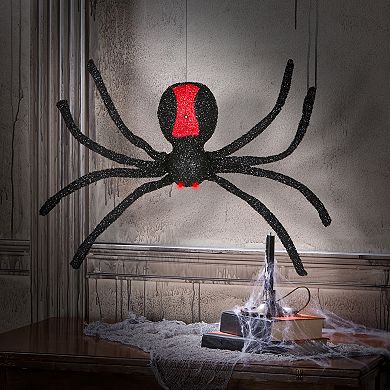 Gemmy Animated Tinsel Black Widow Spider Halloween Decor