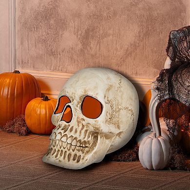 Gemmy Lighted Skull with Candle Flicker Halloween Decor