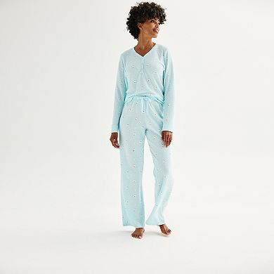 Women's Croft & Barrow Long Sleeve Pajama Top & Pajama Pants Sleep Set