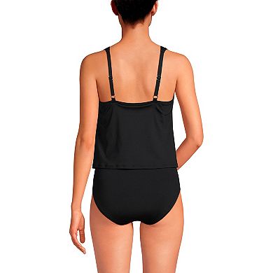 Women's Lands' End Chlorine Resistant Scoop Neck One Piece Fauxkini Swimsuit