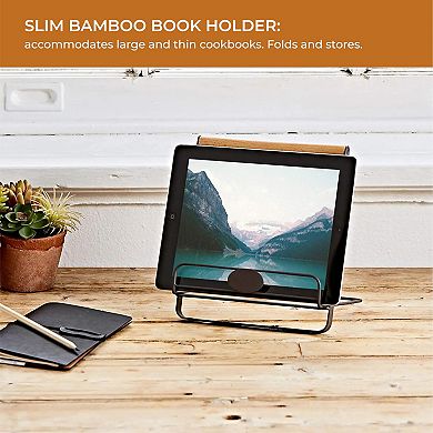 Adjustable and Foldable Metal Cookbook Holder Stand for Kitchen Counter