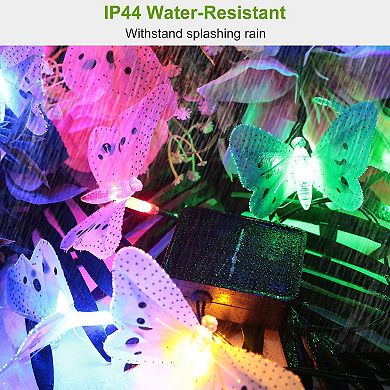 Solar String Lights - 12.48ft - 2-pack 12 Leds, Ip44 Waterproof, Multi-color Butterfly Lights