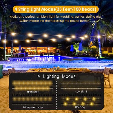4 In 1 Rechargeable Camping String Light Ip44 Waterproof Camping Lantern