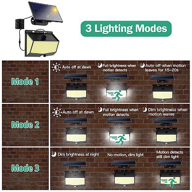 Solar Wall Lights Motion Sensor Outdoor Lamps 3 Modes