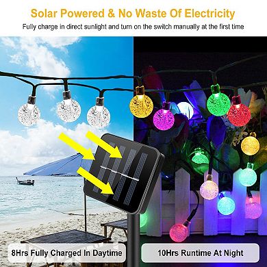 Globe String Solar Lights 30 Ball Led Fairy Solar Lamps 8 Lighting Modes Ip65 Waterproof
