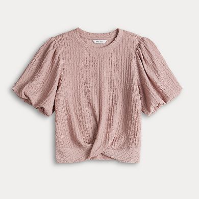 Women's Nine West Puff Sleeve Textured Banded Top