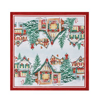 Elrene Home Fashions Storybook Christmas Village Holiday Napkin Set of 4