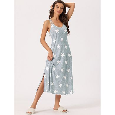 Women's Lingerie Nighties Pajama Dress Back Full Slip Camisole Midi Nightgowns