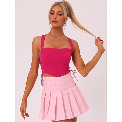 Women's Sleeveless Bustier Corset Lace-up Clubwear Party Crop Top