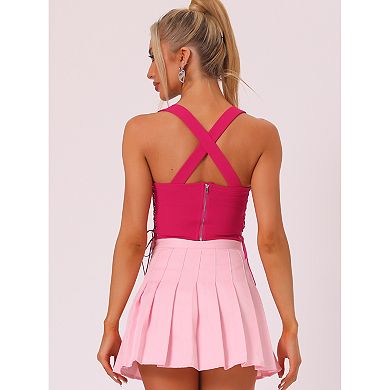 Women's Sleeveless Bustier Corset Lace-up Clubwear Party Crop Top
