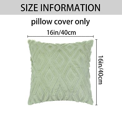 Shaggy Plush Faux Fur Throw Patterned Pillow Covers 2 Pcs 16" X 16"