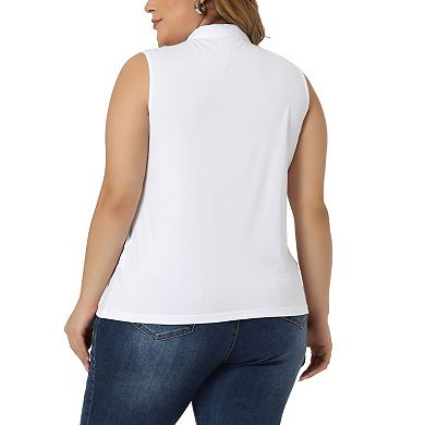 Plus Size Tops For Women V Neck Sleeveless Pleated Work Shirts Summer 2024 Blouses