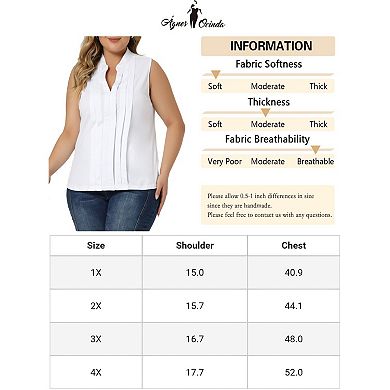 Plus Size Tops For Women V Neck Sleeveless Pleated Work Shirts Summer 2024 Blouses