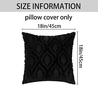 Shaggy Plush Faux Fur Throw Patterned Pillow Covers 2 Pcs 18" X 18"