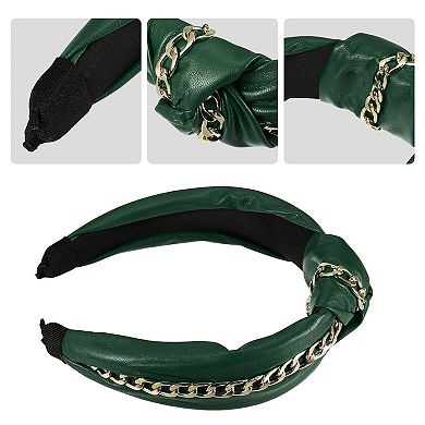 Women Knotted Headbands Fashion Vintage Knotted Pu Leather Hair Hoop