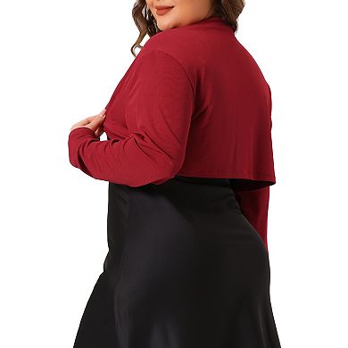 Women's Plus Size Cardigan Shrugs Long Sleeve Casual Open Front Cropped