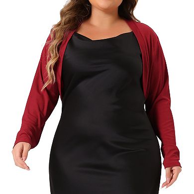 Women's Plus Size Cardigan Shrugs Long Sleeve Casual Open Front Cropped